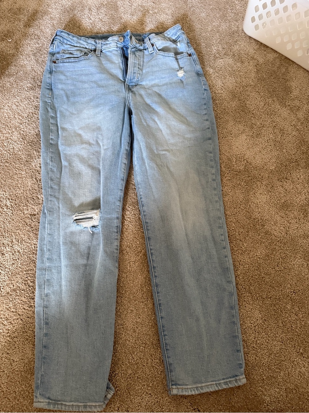 Old Navy Light Blue Straight-Leg Jeans with Distressed Detail